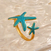 Wholesale Lady's Minimalist Stainless Steel Geometric Starfish Ring With Electroplating And Marine Element