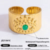 Wholesale Lady's Natural Stone Stainless Steel Geometric Ring With Electroplating Ins Minimalist Style