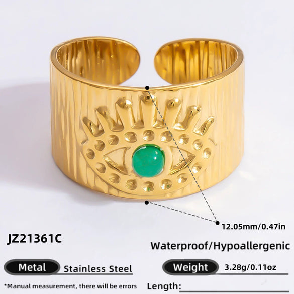 Wholesale Lady's Natural Stone Stainless Steel Geometric Ring With Electroplating Ins Minimalist Style