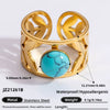 Wholesale Lady's Natural Stone Stainless Steel Geometric Ring With Electroplating Ins Minimalist Style