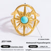 Wholesale Lady's Natural Stone Stainless Steel Geometric Ring With Electroplating Ins Minimalist Style