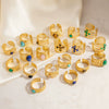 Wholesale Lady's Natural Stone Stainless Steel Geometric Ring With Electroplating Ins Minimalist Style
