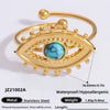 Wholesale Lady's Natural Stone Stainless Steel Geometric Ring With Electroplating Ins Minimalist Style