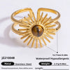 Wholesale Lady's Natural Stone Stainless Steel Geometric Ring With Electroplating Ins Minimalist Style