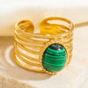 Wholesale Lady's Natural Stone Stainless Steel Geometric Ring With Electroplating Ins Minimalist Style