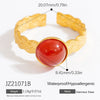Wholesale Lady's Natural Stone Stainless Steel Geometric Ring With Electroplating Ins Minimalist Style