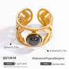 Wholesale Lady's Natural Stone Stainless Steel Geometric Ring With Electroplating Ins Minimalist Style