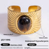 Wholesale Lady's Natural Stone Stainless Steel Geometric Ring With Electroplating Ins Minimalist Style