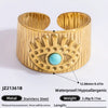 Wholesale Lady's Natural Stone Stainless Steel Geometric Ring With Electroplating Ins Minimalist Style