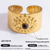 Wholesale Lady's Natural Stone Stainless Steel Geometric Ring With Electroplating Ins Minimalist Style