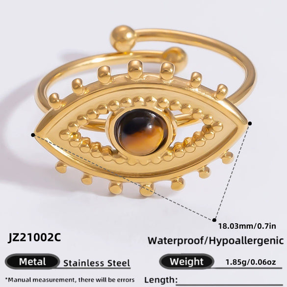 Wholesale Lady's Natural Stone Stainless Steel Geometric Ring With Electroplating Ins Minimalist Style