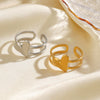 Wholesale Lady's Simple Style Heartshaped Stainless Steel Open Ring With Electroplating