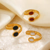 Wholesale Lady's Stainless Steel And Resin Geometric Oval Open Ring With Oil Drop Design And Electroplating