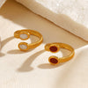 Wholesale Lady's Stainless Steel And Resin Geometric Oval Open Ring With Oil Drop Design And Electroplating