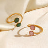 Wholesale Lady's Stainless Steel And Resin Geometric Round Ring With Electroplating Design