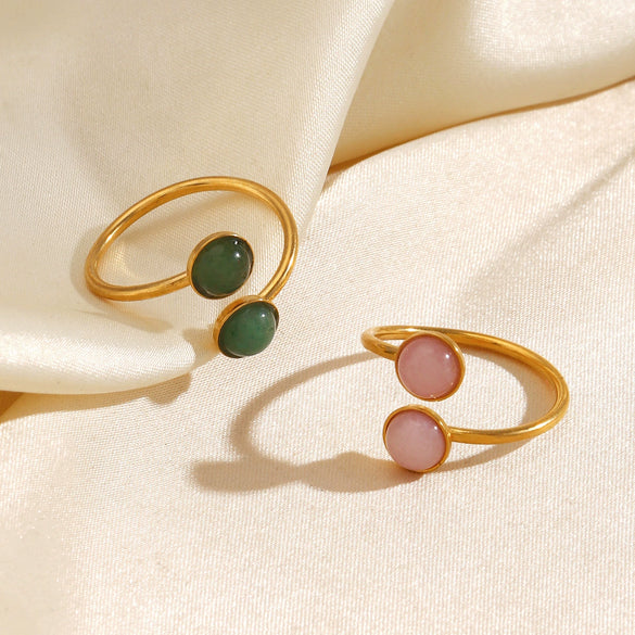 Wholesale Lady's Stainless Steel And Resin Geometric Round Ring With Electroplating Design