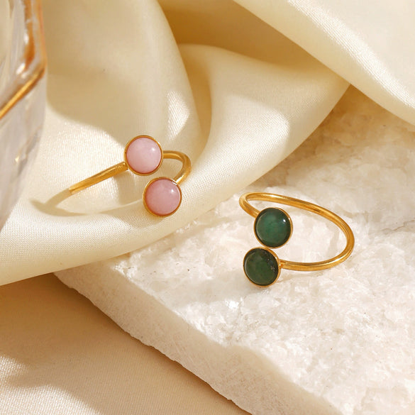 Wholesale Lady's Stainless Steel And Resin Geometric Round Ring With Electroplating Design