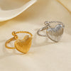 Wholesale Lady's Stainless Steel And Titanium Steel Geometric Heartshaped Ring With Gold Electroplating