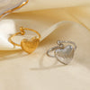 Wholesale Lady's Stainless Steel And Titanium Steel Geometric Heartshaped Ring With Gold Electroplating