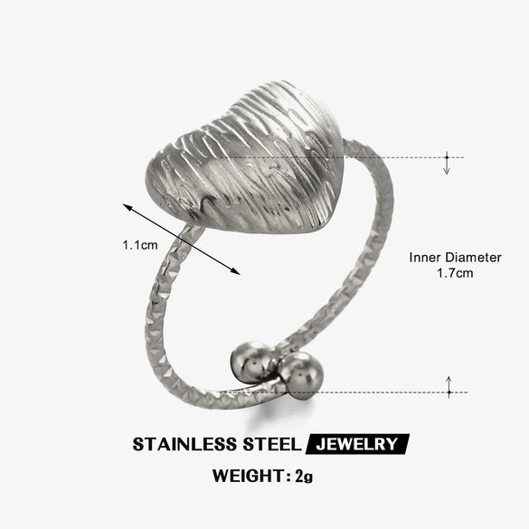 Wholesale Lady's Stainless Steel And Titanium Steel Geometric Heartshaped Ring With Gold Electroplating