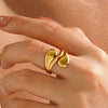 Wholesale Lady's Stainless Steel Geometric Drop Opening Ring With 18K Gold Plated Electroplating Minimalist Design