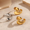 Wholesale Lady's Stainless Steel Geometric Drop Opening Ring With 18K Gold Plated Electroplating Minimalist Design