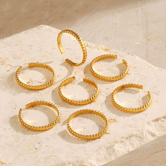 Wholesale Lady's Stainless Steel Geometric Open Ring Retro Hiphop Style 18K Goldplated Vacuum Electroplated