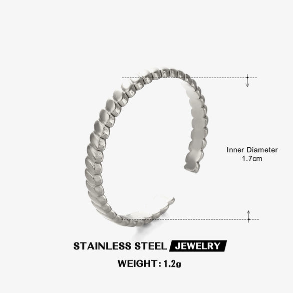 Wholesale Lady's Stainless Steel Geometric Open Ring Retro Hiphop Style 18K Goldplated Vacuum Electroplated
