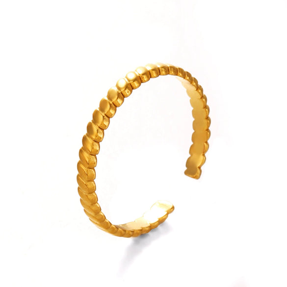 Wholesale Lady's Stainless Steel Geometric Open Ring Retro Hiphop Style 18K Goldplated Vacuum Electroplated