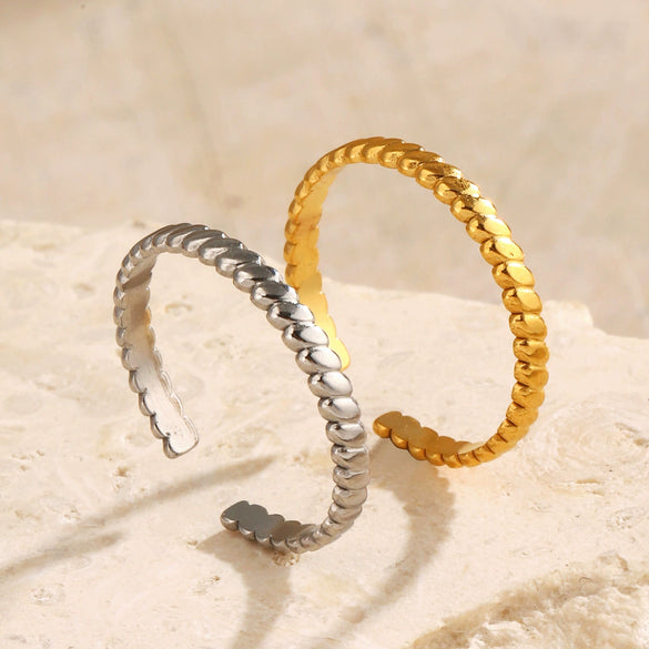 Wholesale Lady's Stainless Steel Geometric Open Ring Retro Hiphop Style 18K Goldplated Vacuum Electroplated