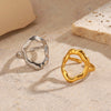 Wholesale Lady's Stainless Steel Geometric Oval Hollow Ring With 18K Gold Plated Electroplating