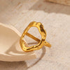 Wholesale Lady's Stainless Steel Geometric Oval Hollow Ring With 18K Gold Plated Electroplating