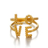 Wholesale Lady's Stainless Steel Open Ring With Letters Numbers Text Design Electroplated