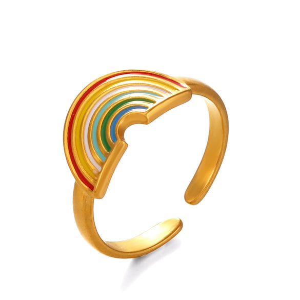 Wholesale Lady's Stainless Steel Titanium Steel Geometric Open Ring With Electroplating And Minimalist Design