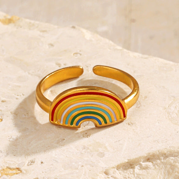 Wholesale Lady's Stainless Steel Titanium Steel Geometric Open Ring With Electroplating And Minimalist Design