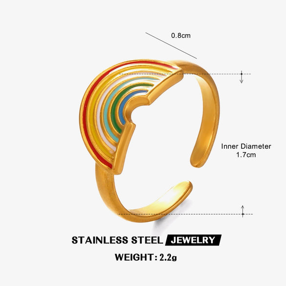 Wholesale Lady's Stainless Steel Titanium Steel Geometric Open Ring With Electroplating And Minimalist Design