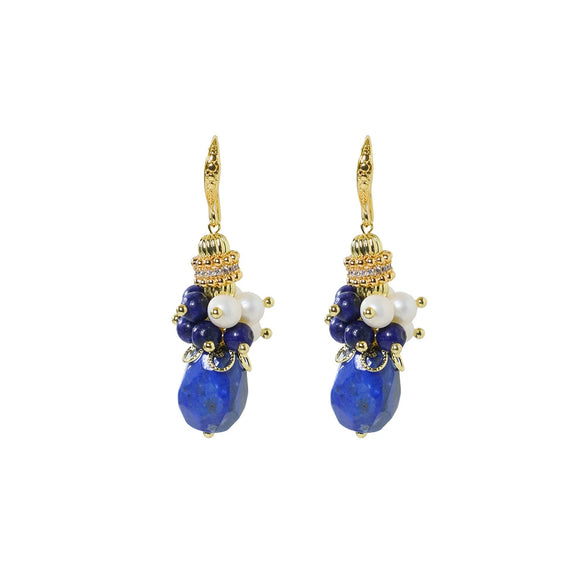 Wholesale Lapis Lazuli Earrings Geometric Fashion Natural Electroplating Jewelry For Women