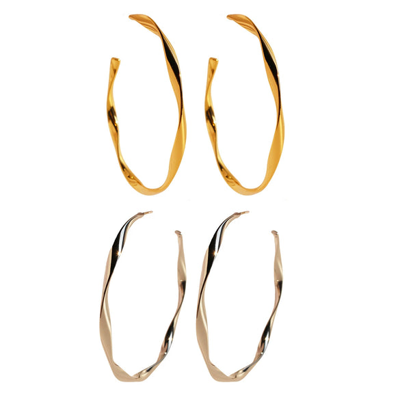 Wholesale Large Earrings Brass 925 Silver Needle Wave Pattern Twisted Line Design Electroplated