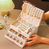 Wholesale Largecapacity Portable Doublelayer Jewelry Storage Box Retro Brown Leather Solid Color