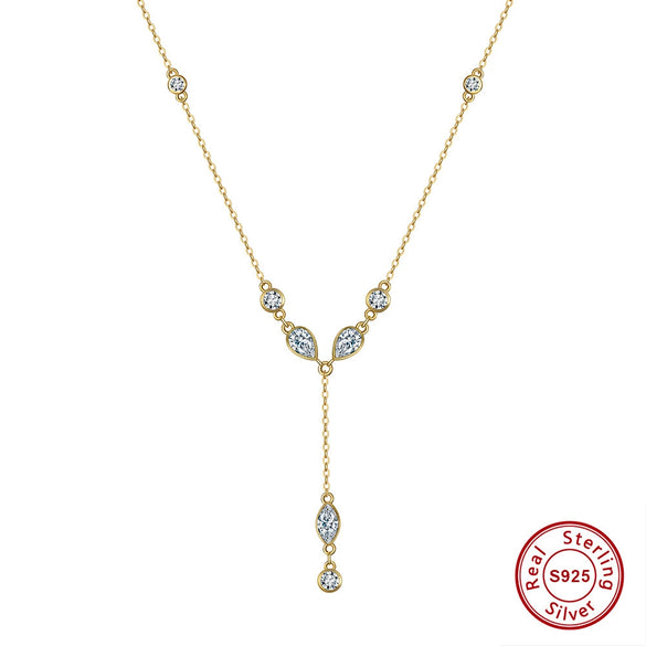 Wholesale Lasso Necklace S925 Sterling Silver Geometric Electroplating Light Luxury Women's Clavicle Chain