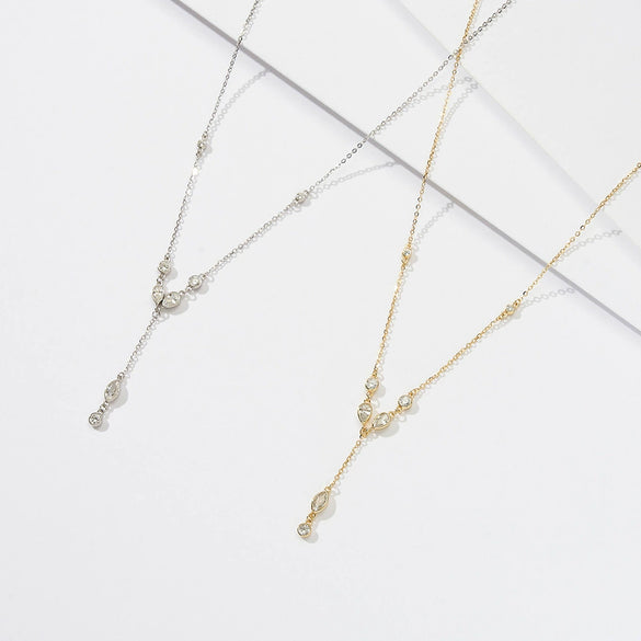 Wholesale Lasso Necklace S925 Sterling Silver Geometric Electroplating Light Luxury Women's Clavicle Chain