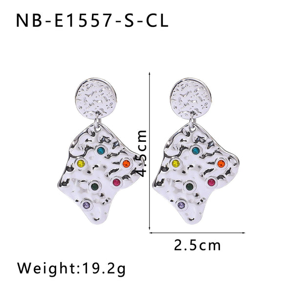 Wholesale Lava Colored Geometric Titanium Steel Earrings For Women With 18K Vacuum Plating In Furnace