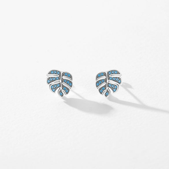 Wholesale Leaf Earrings S925 Sterling Silver Inlaid Turquoise