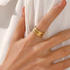 Wholesale Leaf Ring Stainless Steel Ins Style 18K Goldplated Electroplating For Women