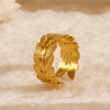 Wholesale Leaf Ring Stainless Steel Ins Style 18K Goldplated Electroplating For Women