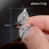 Wholesale Leafshaped Open Ring Copper With Zirconia And Flower Design For Women