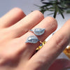 Wholesale Leafshaped Open Ring Copper With Zirconia And Flower Design For Women