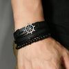 Wholesale Leather Alloy Multilayer Handwoven Threepiece Bracelet Set Retro Vintage Geometric Style