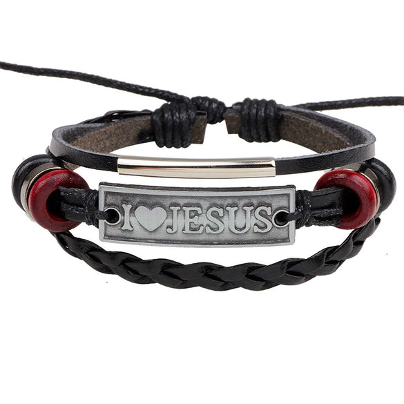 Wholesale Leather And Alloy Bracelet With Heart Pattern And Dripping Oil Treatment
