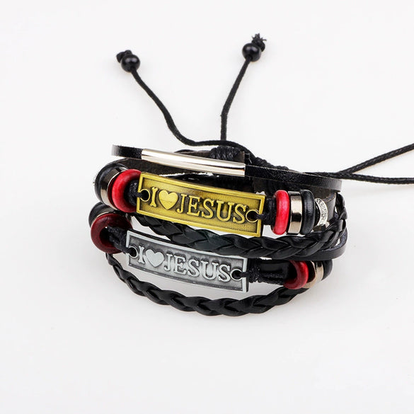Wholesale Leather And Alloy Bracelet With Heart Pattern And Dripping Oil Treatment